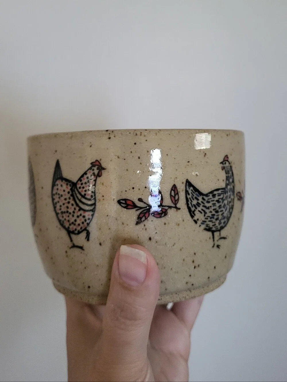 Chicken Stoneware Pottery Berry Bowl Collander